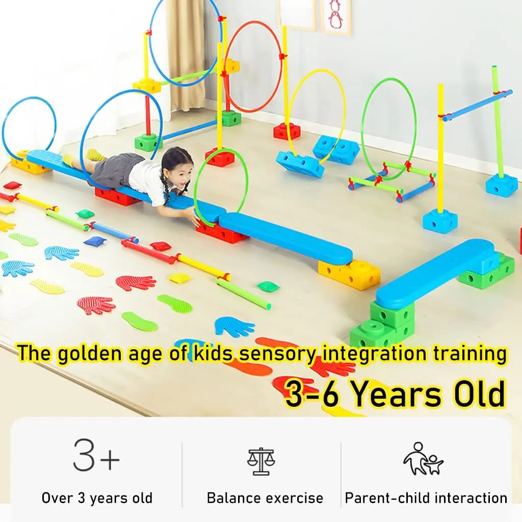 Nursery Kids Obstacle Course Training Balance & Coordination Jumping Play Combo Durable Plastic Agility Hoops Sensory Equipments