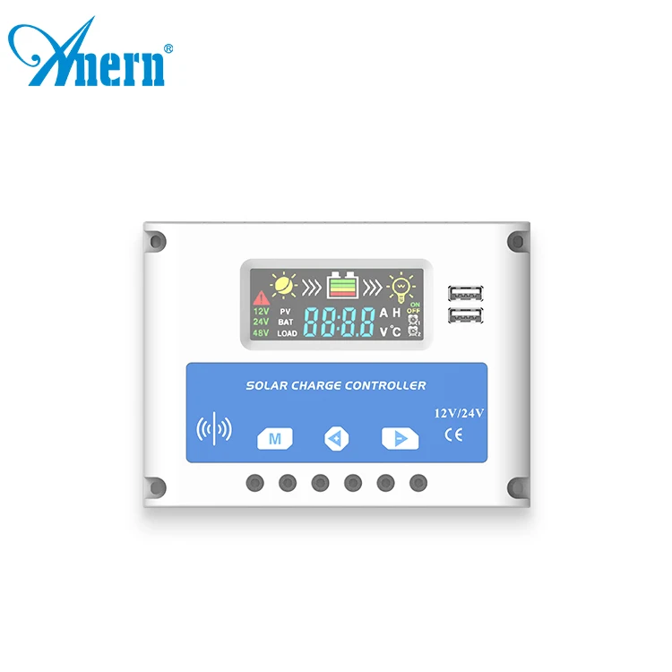 Контроллер солнечного заряда Anern pwm 60a 40a 30a 20a 10a для солнечной системы