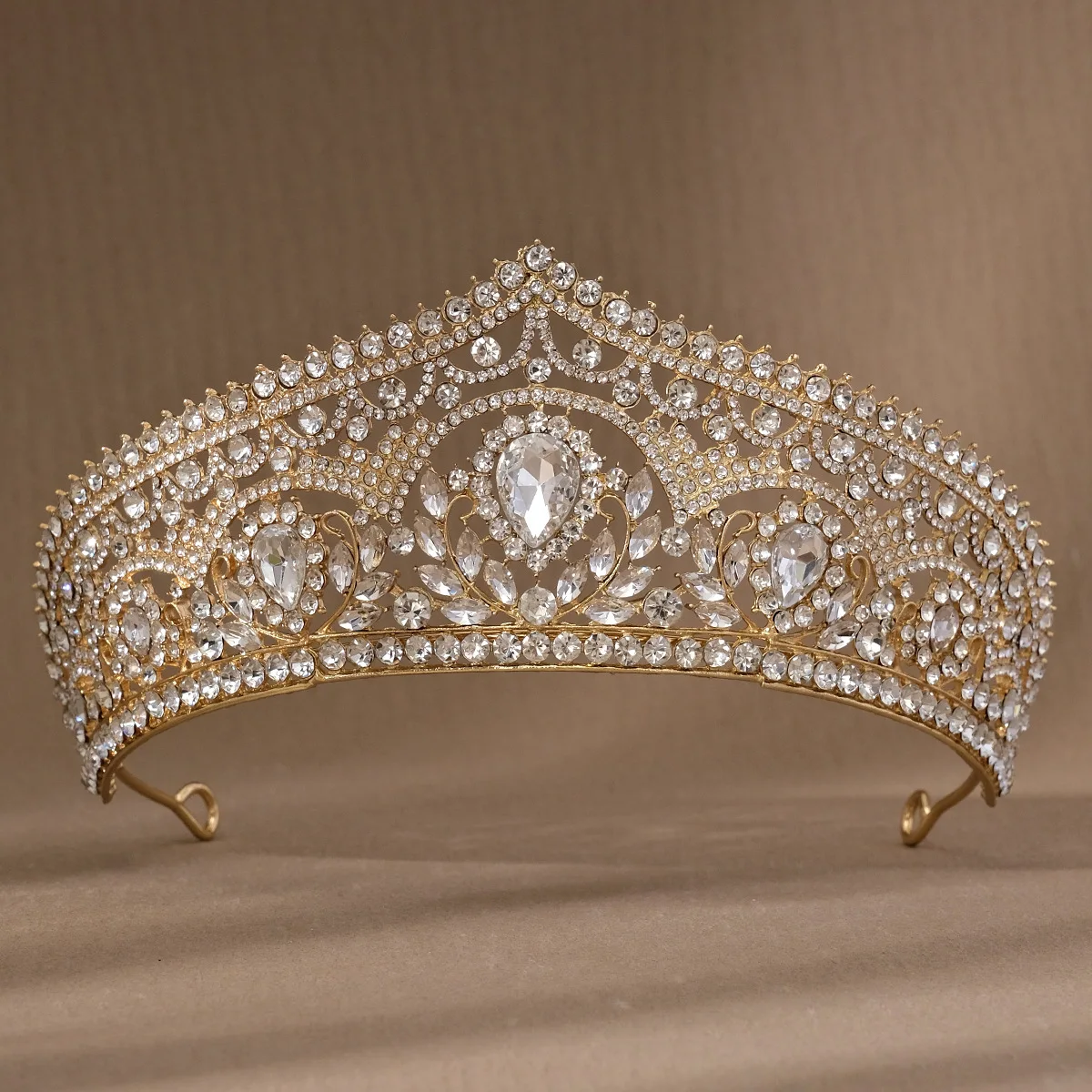 Luxury High quality Bridal Crown Alloy full of diamond gemstone round crown Ethnic style Wedding Lady Crown