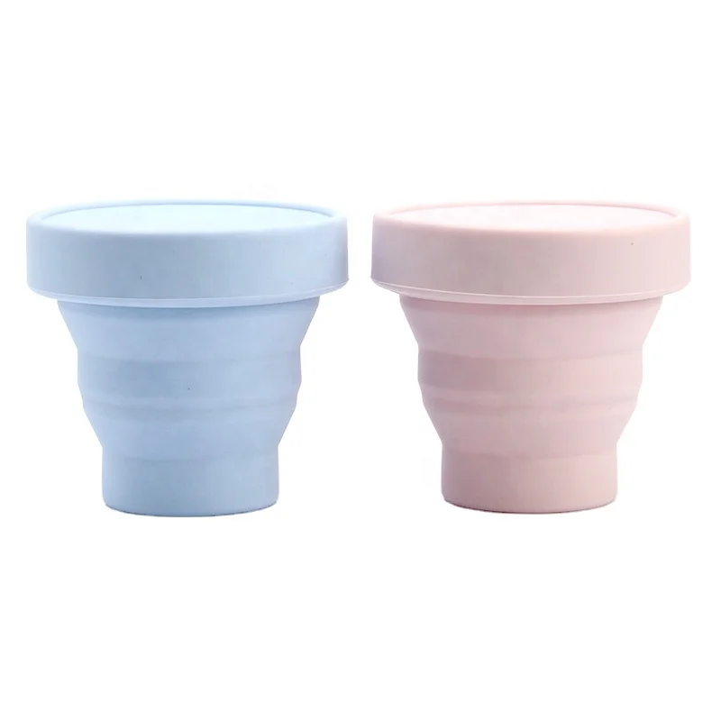 Wellfine Wholesale Collapsible Cup Outdoor Sports Silicone Folding Water Cup Retractable Foldable Travel Coffee Cups with Lids