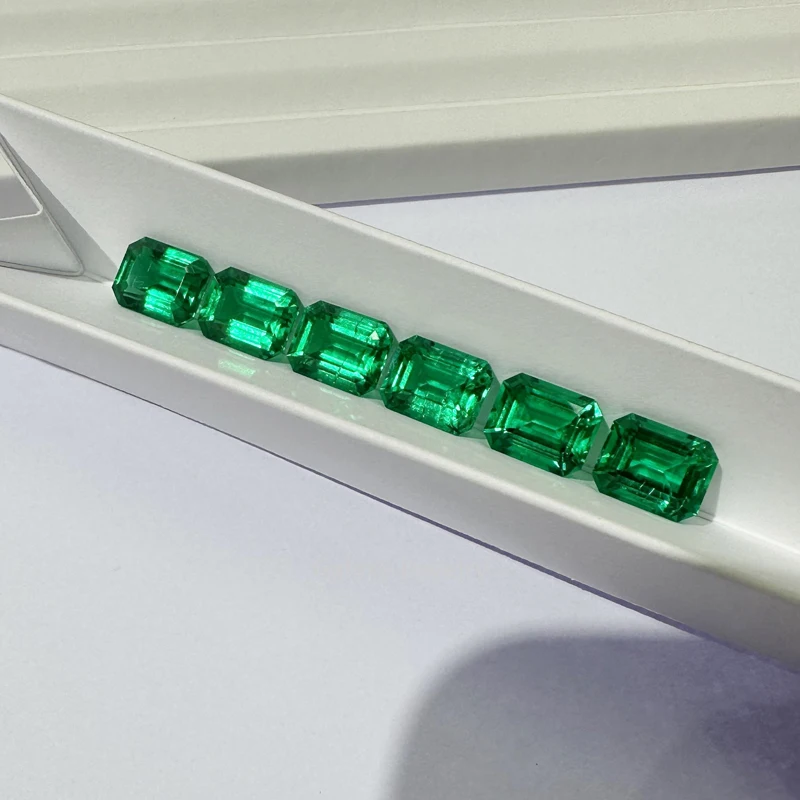 Wholesale Price Synthetic Colombian Emerald Certified Inclusion Loose Emerald Cut Hydrothermal Lab Grown Emerald