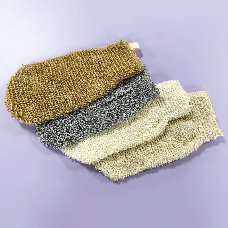 Eco Friendly Natural Reusable Exfoliating Jute Bath Gloves Sisal Mitt Comfortable Washing Gloves Body Exfoliating Gloves