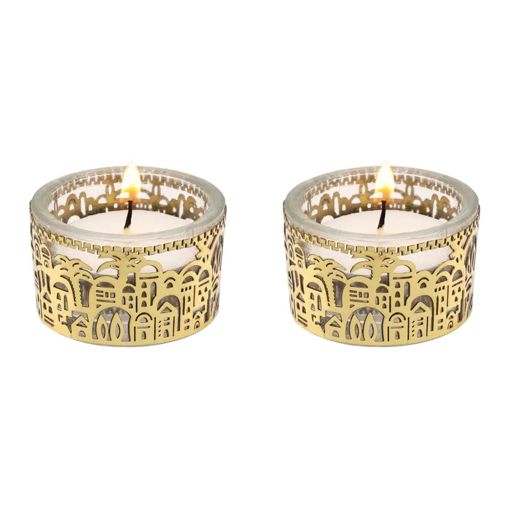 Ins Fashion Design Hollow Metal Decoration High Quality Glass Candle Wishing Glass Candle Holder For 2.54cm Tea Lamp Candle