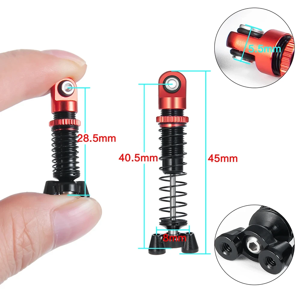 Solid 4PCS Aluminum Alloy Shock Absorber Adjustable Damper for Kyosho 1/18 Jimny Miniz-Jeep 1/24 Wrangler Upgrade Spare Parts