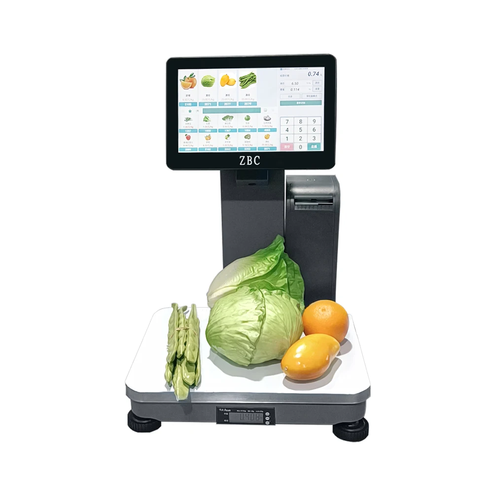 2022 Economical All in one AI Pos Scale with Label and Receipt Printerscale for Retail Fruit Vegetable Shop Terminal Weighting