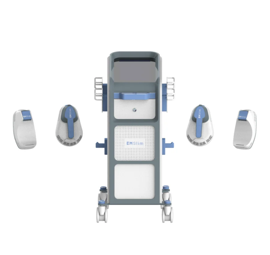 Vertical High-Intensity HIEMT Muscle Stimulator EMSlim Neo RF Air Cooling Hiemt 4 Handles