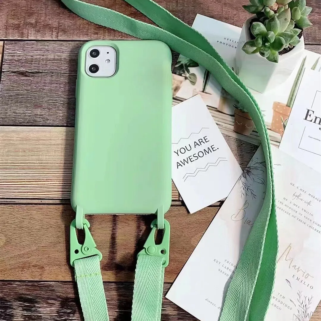 2022 Wholesale 2.5MM Silicone Case Phone Strap Crossbody For iPhone 14 Max Phone Case with Strap Crossbody