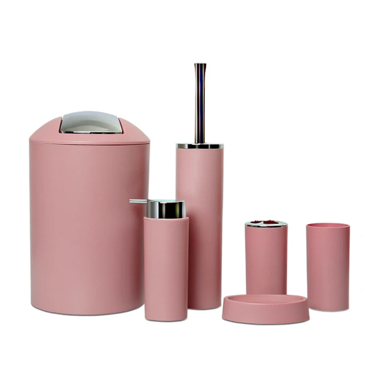 
Factory Price Eco-friendly Houseware Black Plastic Bathroom Accessories Set 