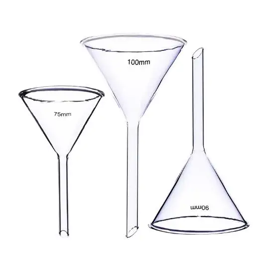 Cheap price lab glassware conical glass funnel borosilicate glass funnel 75mm