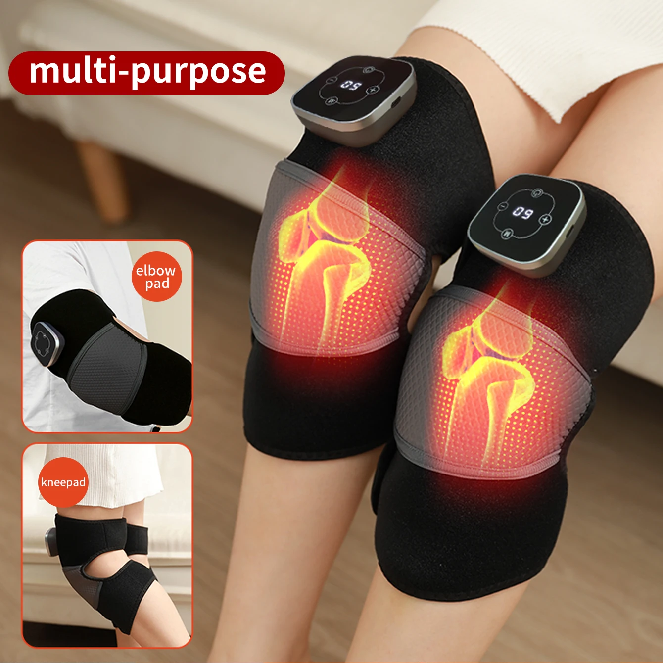 New vibrating massager for elderly knee joint pain relief electric knee protector intelligent heated knee massager