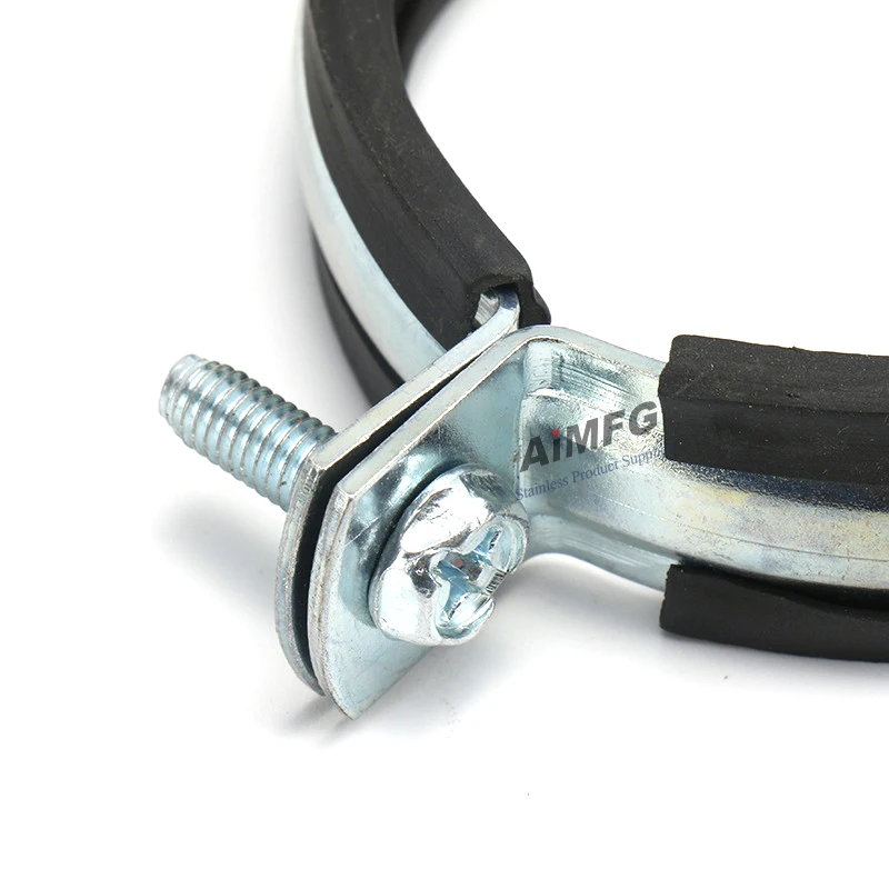 Rubber Clamp Pipe Support Bracket Metal Pipe Strap Heavy Duty Mount Galvanized Pipe Bracket