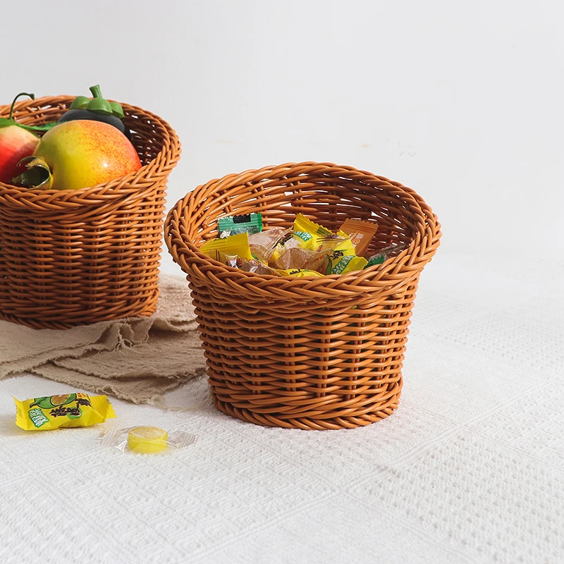 Wholesale garden small baskets plastic rattan bathroom storage basket hanging fruit basket