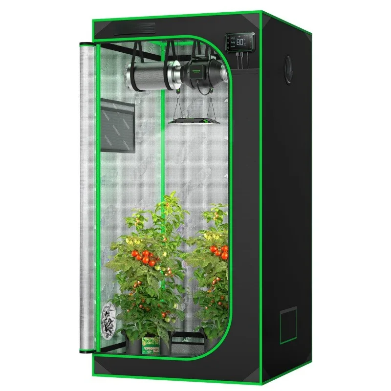 Growth Tent With High Reflective Polyester Film Observation Window And Floor Tray Suitable For Hydroponic Indoor Plants