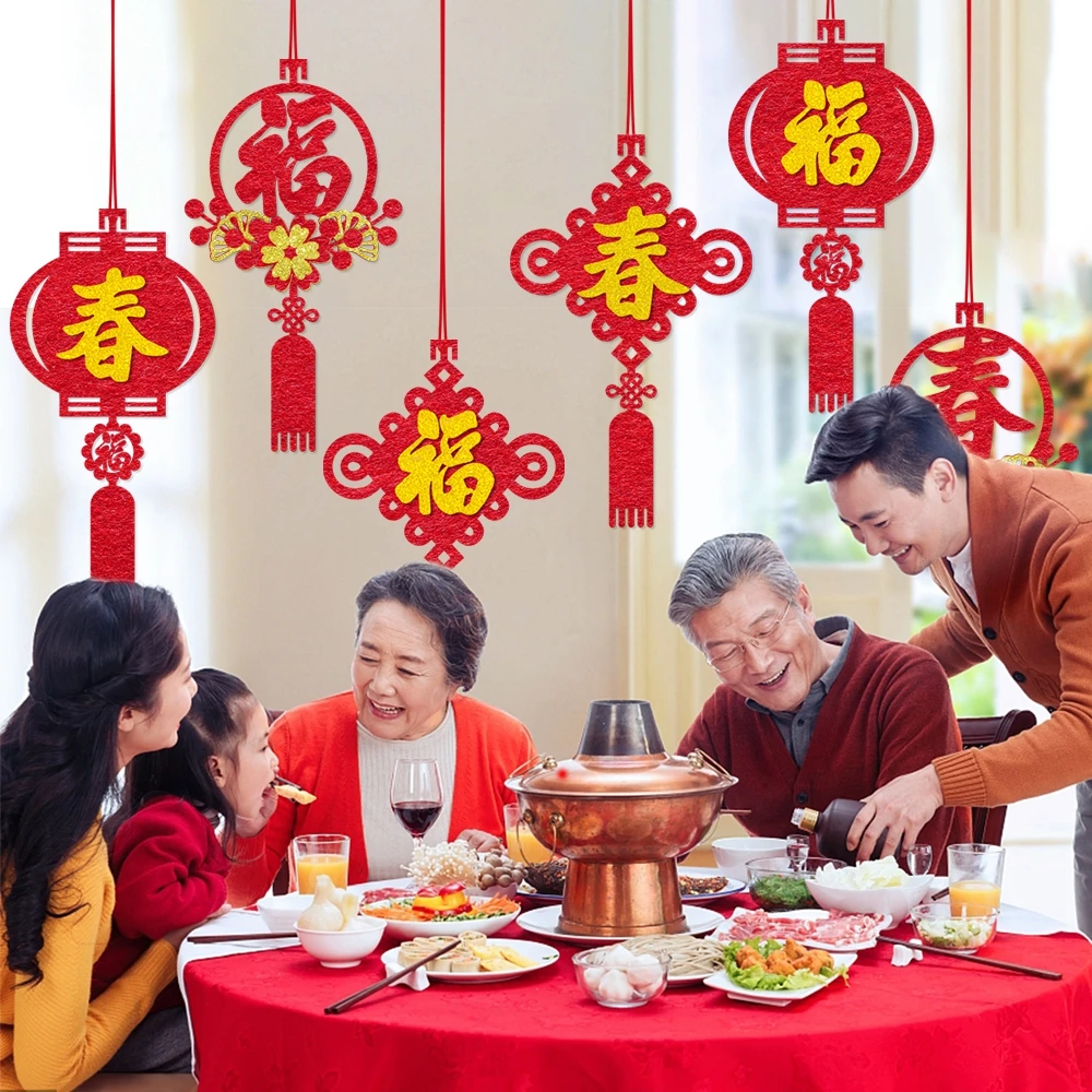 Happy Chinese hanging garland New Year Decor Hanging Supplies For Home Office Tree Spring Festival Favor