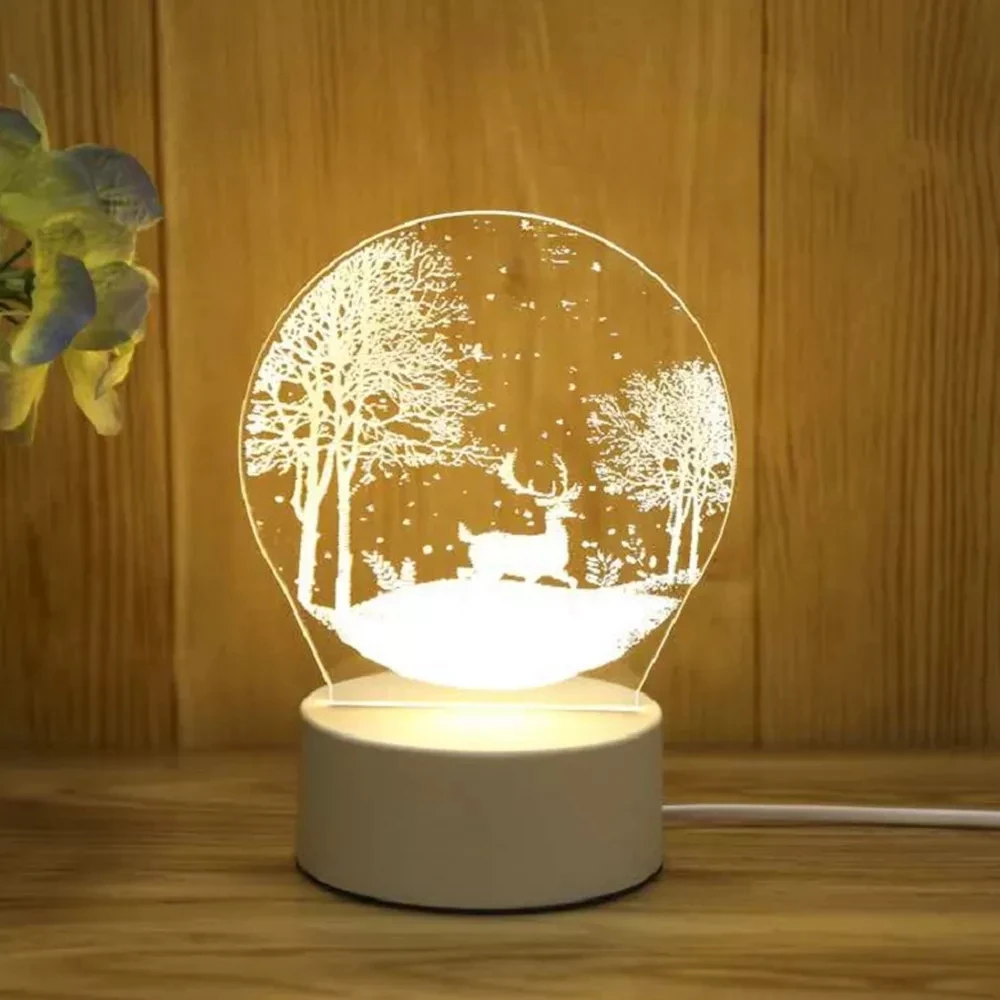 3d Acrylic Creative Visual Lamp Night Light Usb 3 Colors Support Design Diy Drawing Logo Small Cute Customized Table Lamp