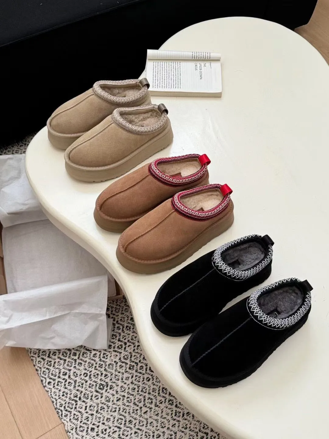 Outdoor winter warm cashmere snow shoes Tasman suede leather upper sheepskin lined pure wool insole slip-on Tasman snowboots