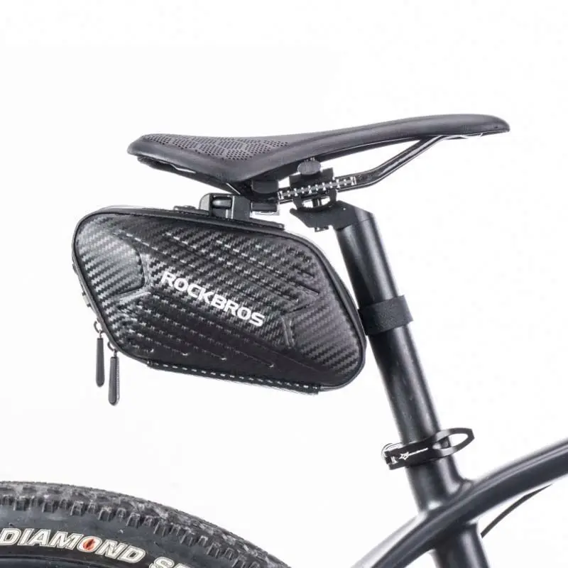 BSCI factory ROCKBROS B59 Rainproof Bike Hard Shell Saddle Bag Large Capacity Cycling Tail Rear Pouch Bag Reflective Bicycle