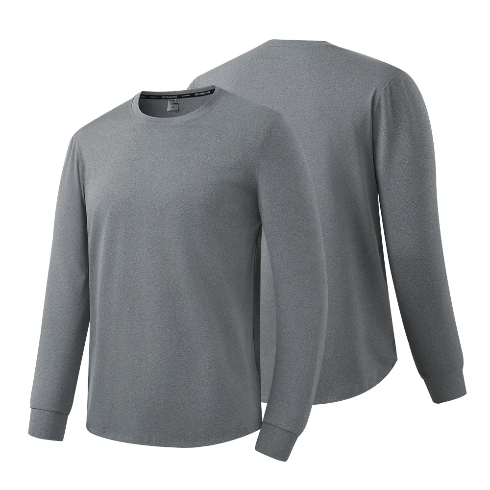 Oem Crew Neck Polyester Tshirt Blank Quick Dry Pullover Custom Logo Plain Oversized Long Sleeve T Shirt For Men