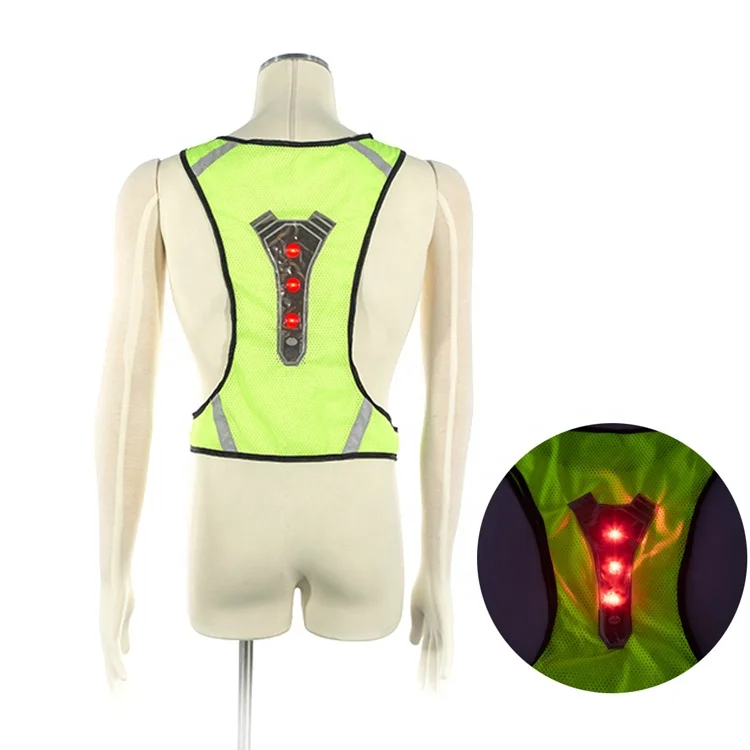 
LED High Visibility Vest Reflective Silk Fabric Waterproof Green Safety Vest 