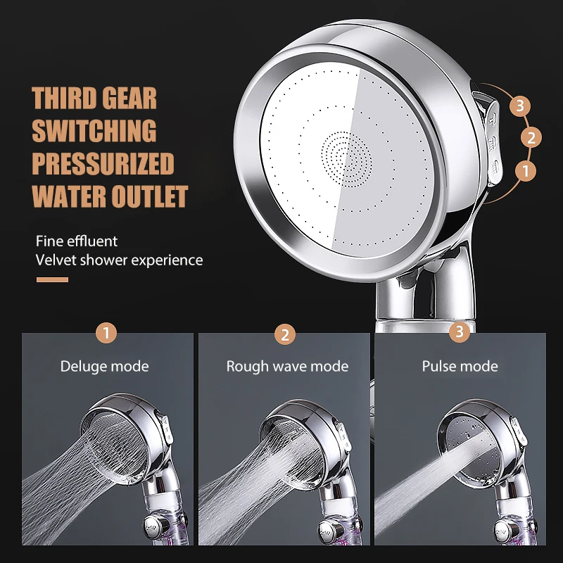 GEE-N High Pressure Filtered Turbo Shower Head Abs 3 Setting Handheld Shower for Bath Wash