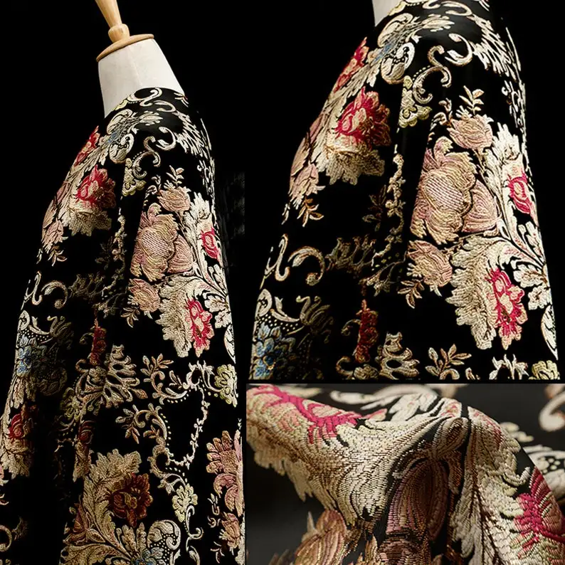Luxurious designer fabric brocade jacquard thick fabric for garment evening dress curtains upholstery fabric