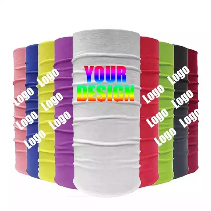 BD032 Wholesale custom design printed logo buffs seamless tube tubular bandana scarf face cover neck gaiter for sports