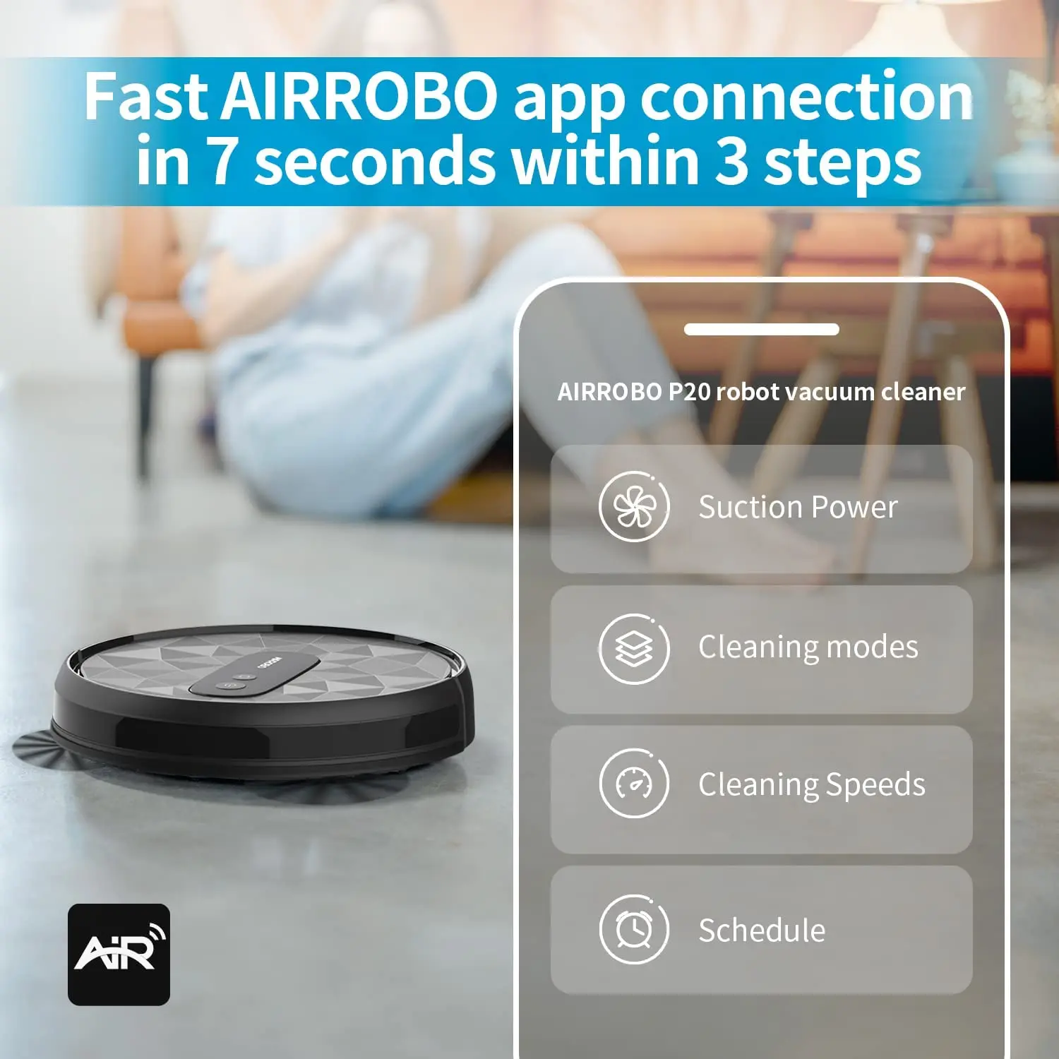 AIRROBO USA DE Free Ship 2800Pa Sweeping Robot Vacuum Cleaner Auto Recharge Floor Care Robotic Vacuum Cleaner For Carpet Sauber