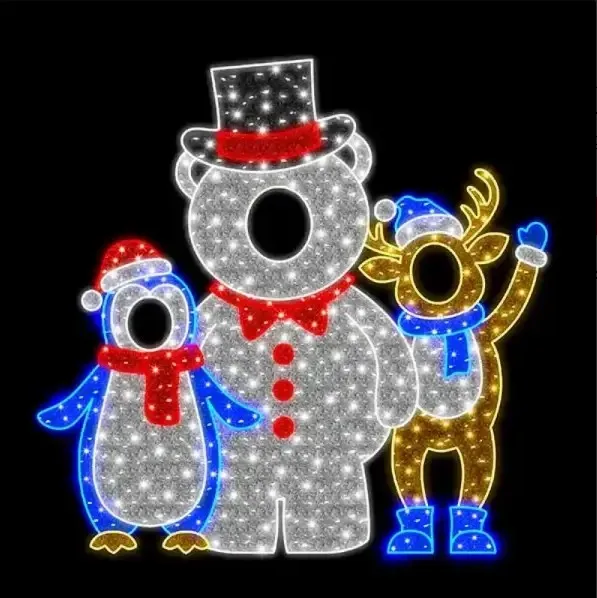 2D Christmas Selfie Station LED Lighting Polar Bears