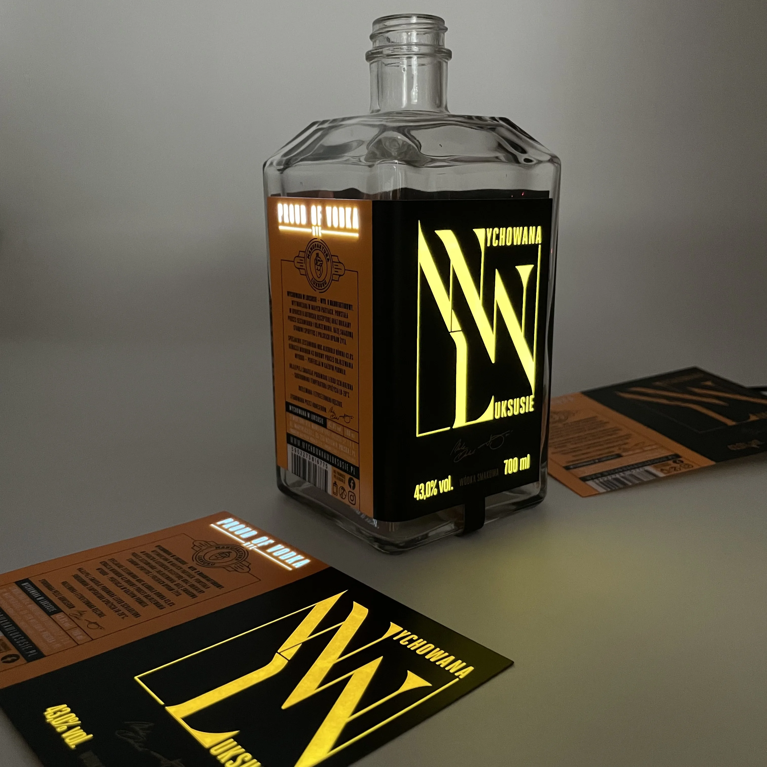 High brightness Luminous EL labels for advertising display LED bottle label sticker customization light up your brand