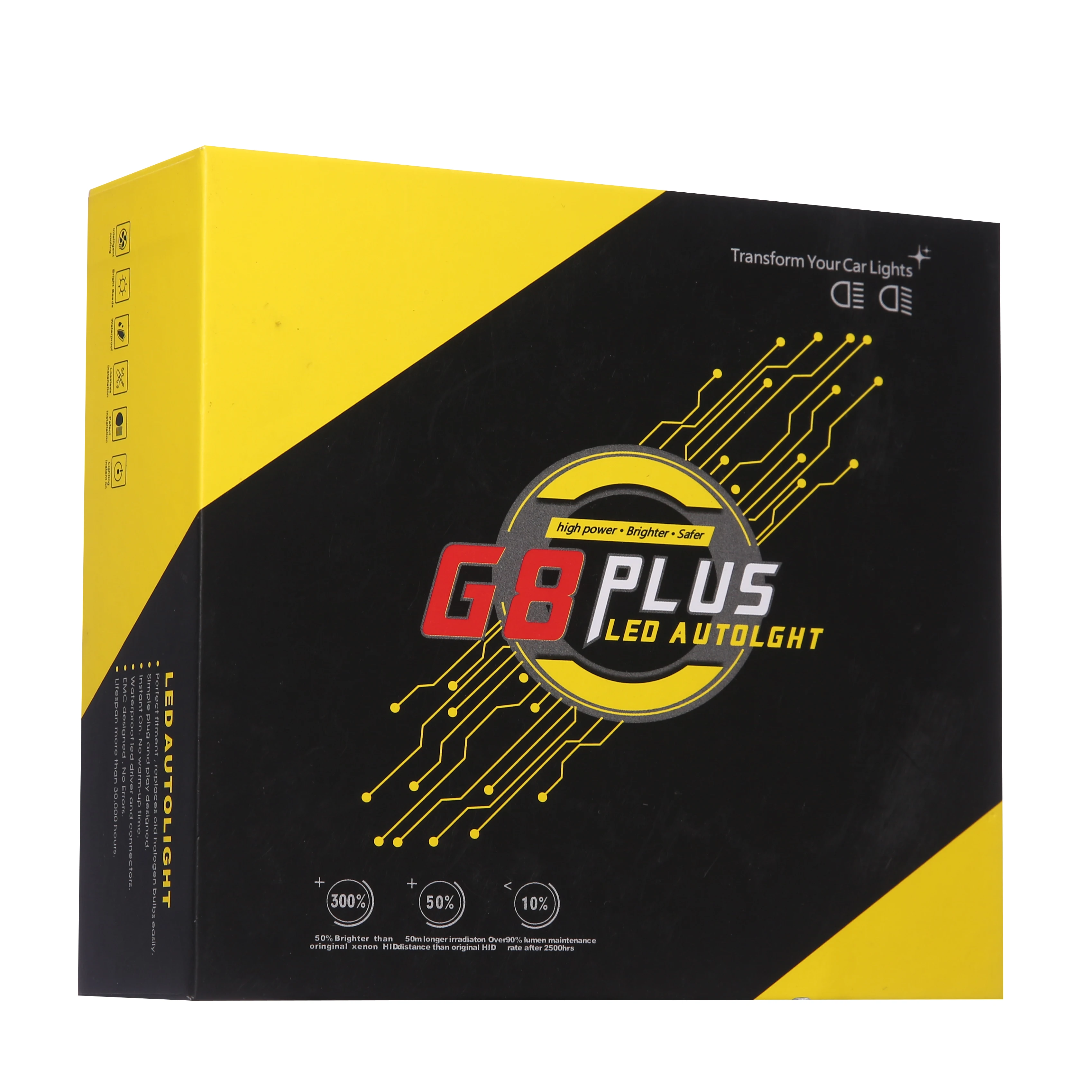 Easy Installation 9-16V IP67 LED Bulb 3570 csp led chips 6000k 6000LM H1 h4 H7 H11 9005 9012 Car LED Headlight for honda accord