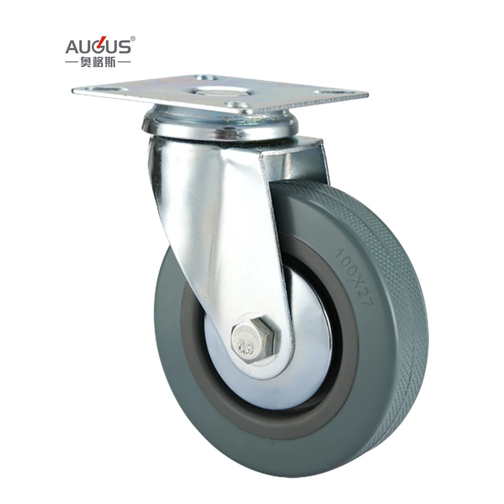 Light Duty Caster Wheel Swivel & Rigid Gray PVC Tread With PP Core