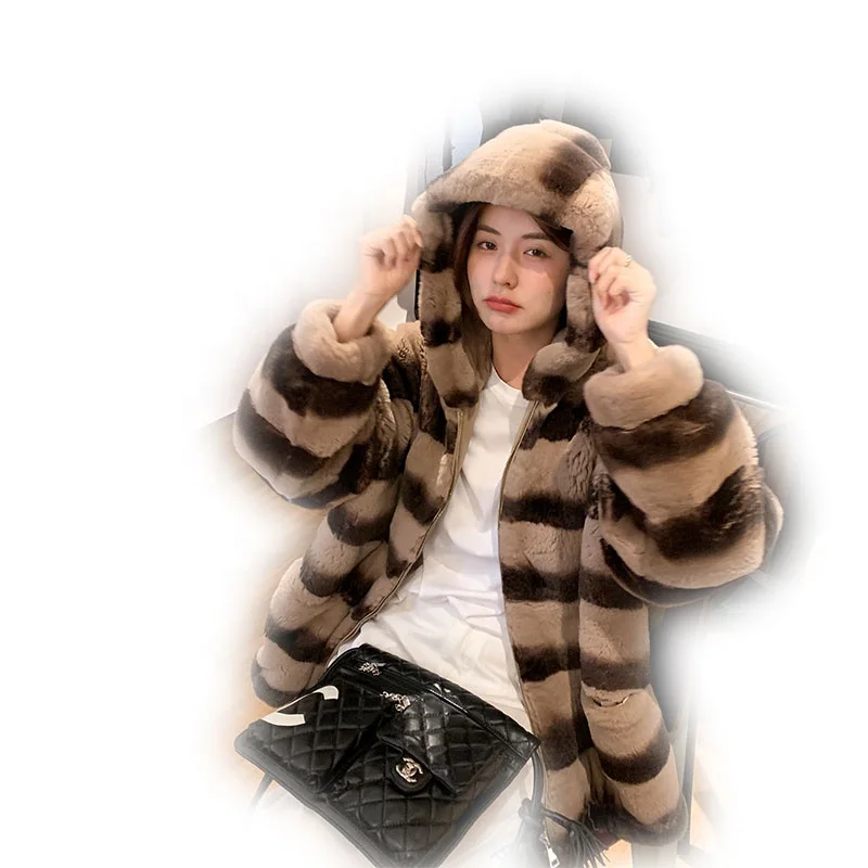 Hot Sale Winter Fashion Apparel Genuine Fur Custom Made Design Coat Chinchilla Fur Jacket