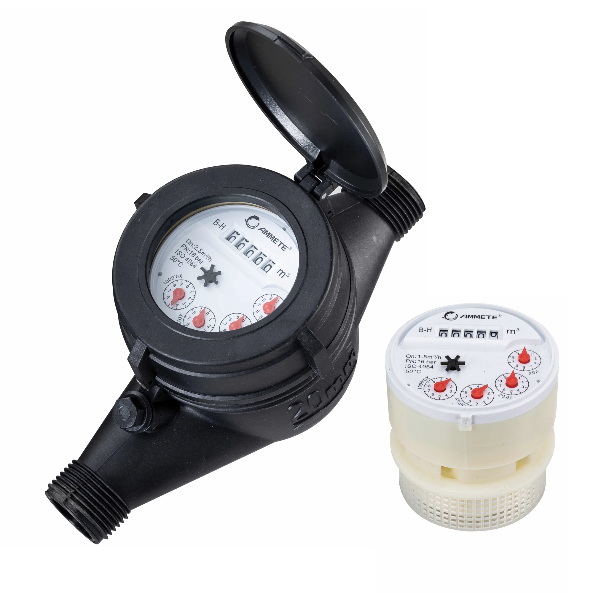 DN15-25 Multijet Water Meter Plastic Nylon Black Color Water Flow Meter Ningbo Factory