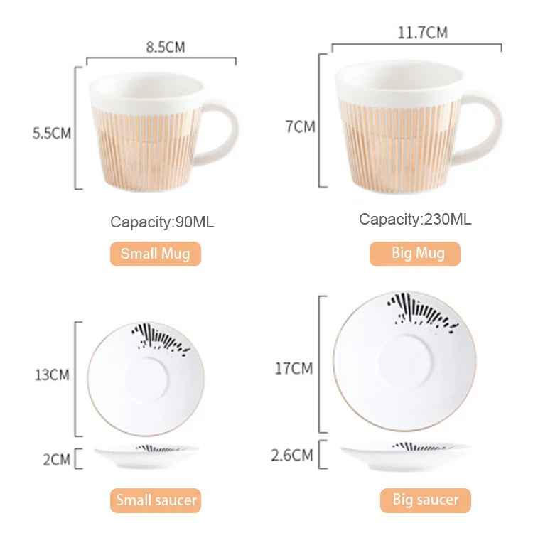 Factory direct sales Creative ceramic mirror reflection coffee cup and saucer simple English afternoon tea set