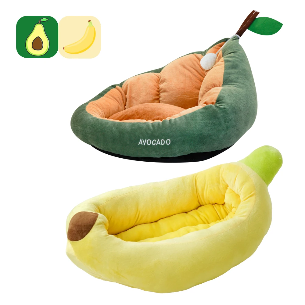 Indoor Plush Washable Pet Bed Cute Banana Shape Winter Warm Cat Dog Soft Comfortable Kennel