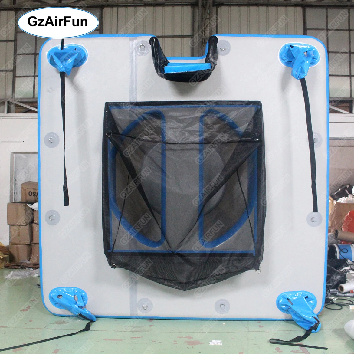 Leisure floating island inflatable floating dock with tent on inflatable water platform