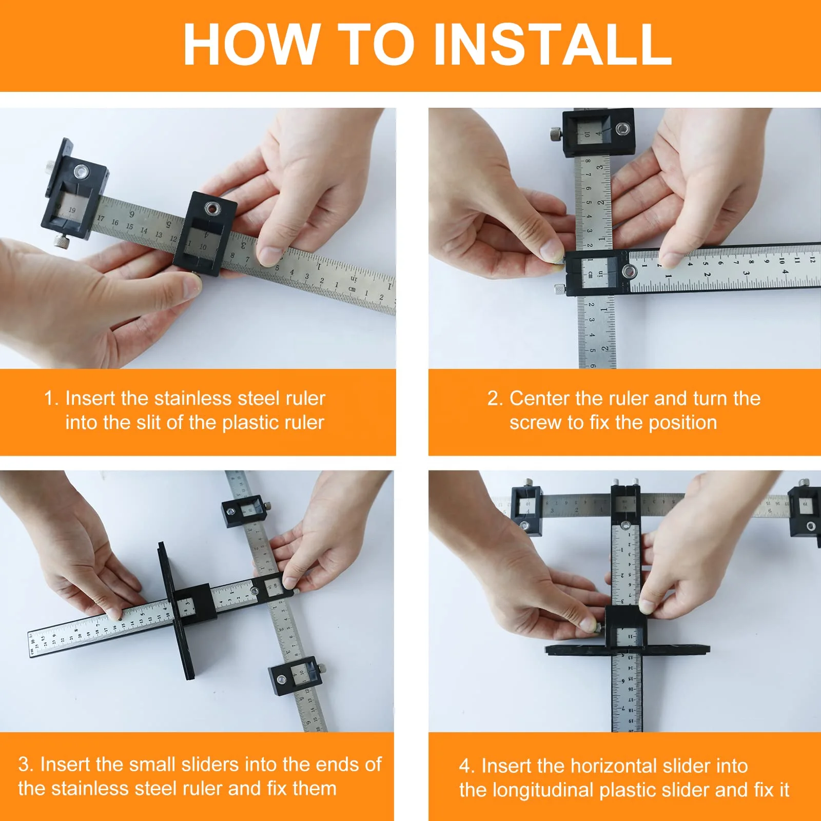 Detachable Hole Punch Locator Jig Tool Drill Guide Sleeve for Drawer Cabinet Hardware Dowel Wood Drilling Hole Punching Ruler