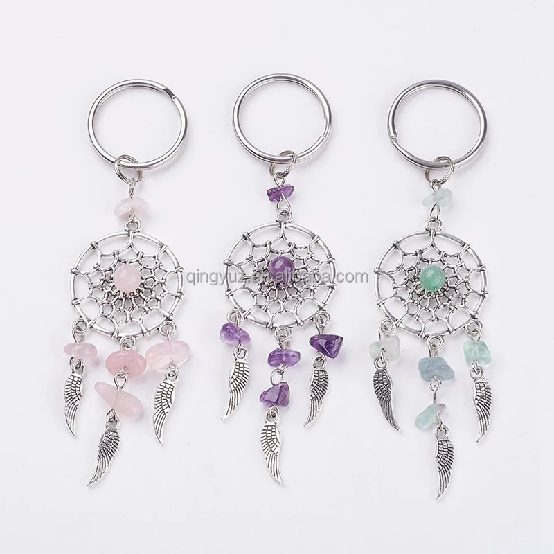 Рекламный Лидер продаж натуральный исцеляющий камень ловушка мечты сплав Ловец снов брелки с кристаллами