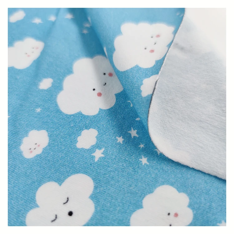 Breathable Cotton Knitting Fabric cotton jersey fabric custom printed for baby clothes
