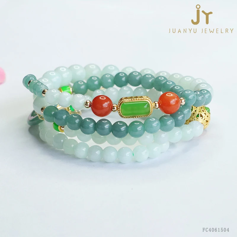 Real Stone Round Donut Jade Beaded Necklace For Women Multicolored Myanmar Jade Beads Necklace Jewelry Burma Jadeite Necklace