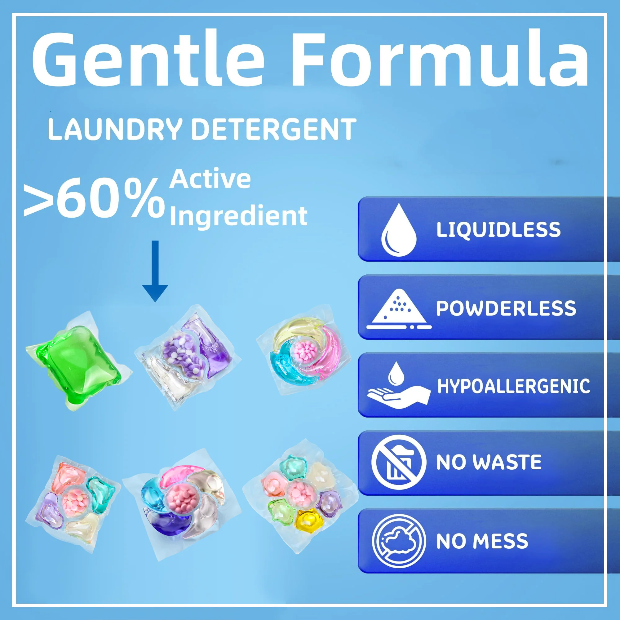 OEM Laundry Capsule pods Laundry Detergent Pods Clothes Cleaning Liquid Detergent sealed with Laundry Bead