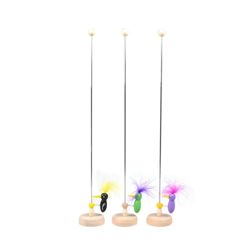Educational Toy Wood Pecking Sliding Toy Bird on a Stick Pole Wood Craft Woodpecker Toy