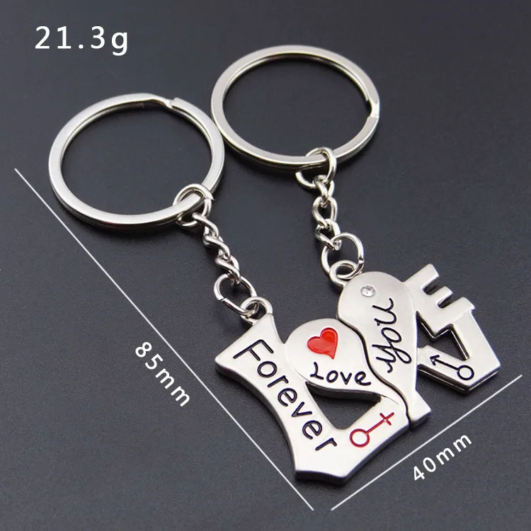 Letter Love Forever Key Chain Fashion Simple Metal Splicing Love Couple Keychain Key Ring