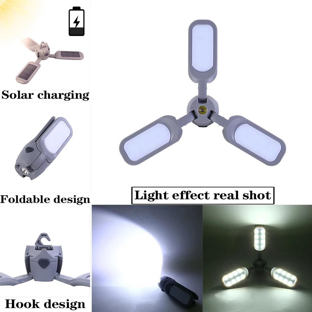 USB Rechargeable solar power collapsible LED Clover lantern red warning emergency light outdoor camping hiking  romantic lamp