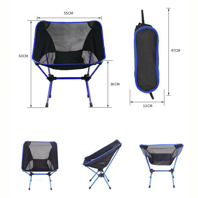 Customized Lightweight Aluminum Oxford Quick Open Fishing Moon Chair Camping Folding Chair