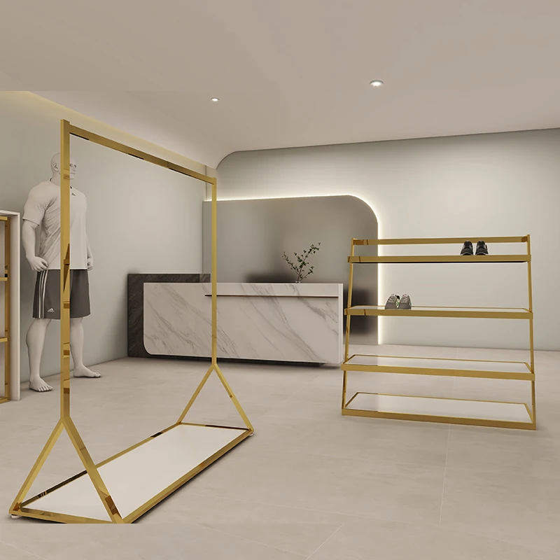 Custom Clothes Display Racks Stainless Steel Display Cloth Stand Metal Clothing Rack