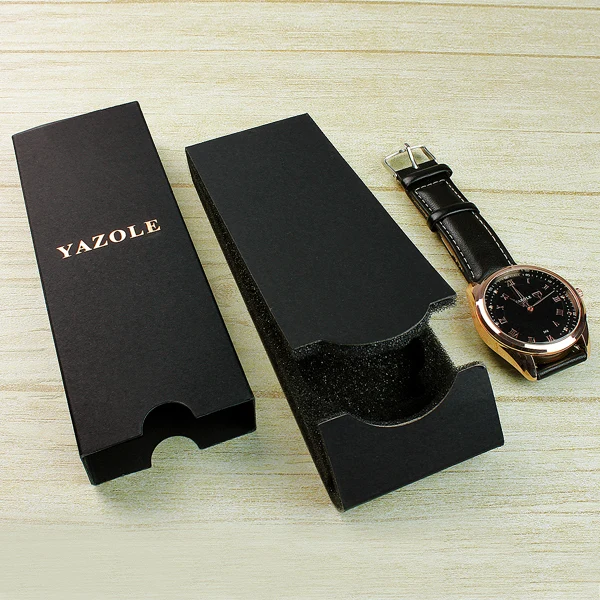 YAZOLE M MY-01 OEM на заказ ваш Логотип Ремешок/ремешок/коробка/чехол Роскошные Складные черные подарочные коробки для часов Золотой Серебряный штамп