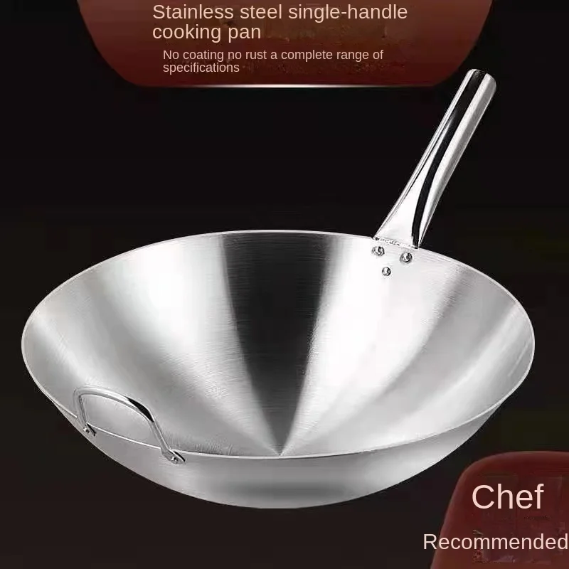 Manufacturer wholesale stainless steel 201 single handle double ear frying pan