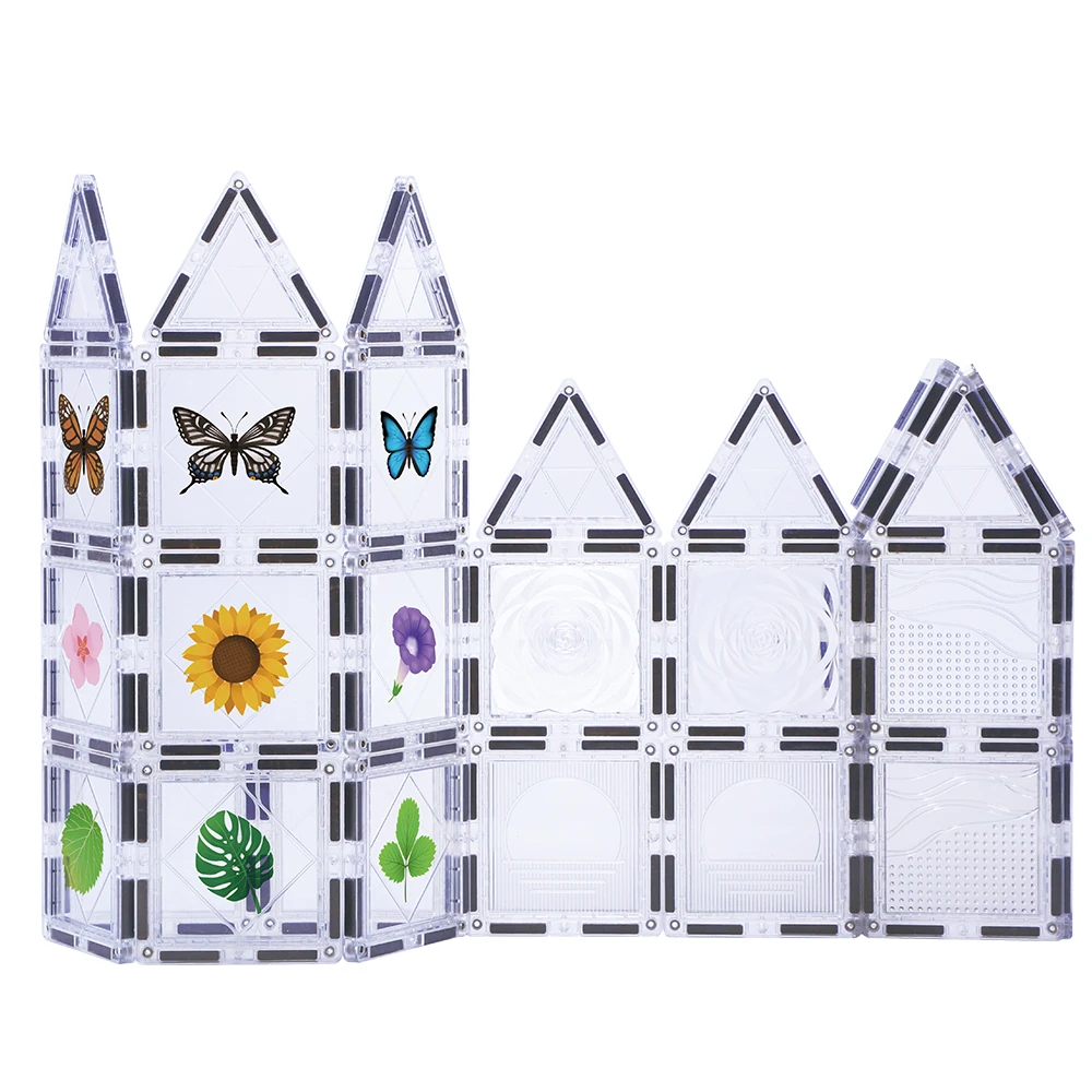 2023 35PCS ABS Educational Toys Puzzle Construction Blocks Transparent Magnetic Building Tiles