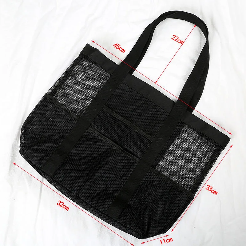 Hollowed out net beach One shoulder Portable travel toiletry Fitness swimming storage bag